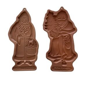 Longaberger Pottery Santa Claus Cookie Mold Set One Size Brown
